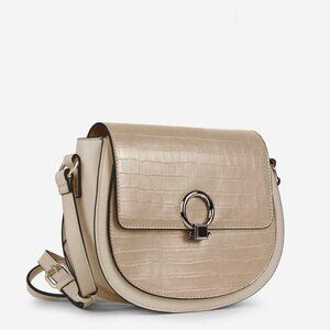NWT cream Beige Shoulder Crossbody vegan purse bag faux Croc